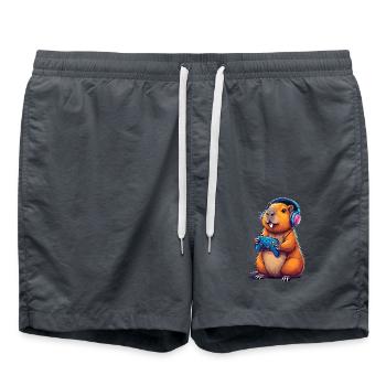 Capybara Gaming Adventure for Gamer Fans - Swim Trunks - anthracite - Front - AI Model Male 185 light (185cm)