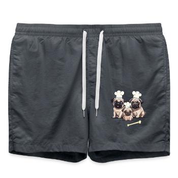 Mops Hund Hunde Koch Köche Köchin - Badeshorts - Anthrazit - Vorne - AI Model Male 185 light (185cm)