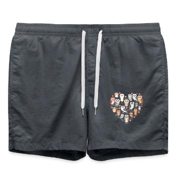 Cute owl with heart for owl lovers - Swim Trunks - anthracite - Front - AI Model Male 185 light (185cm)