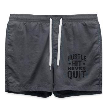 Hustle Hit Never Quit Athlete Fitness - Swim Trunks - anthracite - Front - AI Model Male 185 light (185cm)