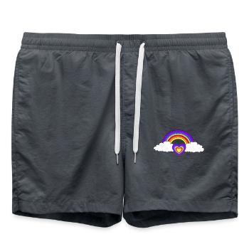 Regenbogen Herz Herzen Liebe Valentin - Badeshorts - Anthrazit - Vorne - AI Model Male 185 light (185cm)