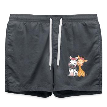 Cute Zebra and Giraffe for Kids - Swim Trunks - anthracite - Front - AI Model Male 185 light (185cm)