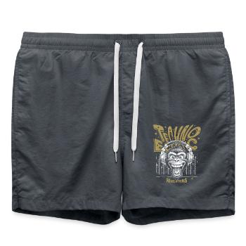Techno-Affe T-Shirt: Beats und Feierlaune - Badeshorts - Anthrazit - Vorne - AI Model Male 185 light (185cm)