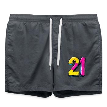 21 Symbole numérique - Short de bain - charbon - Devant - AI Model Male 185 light (185cm)