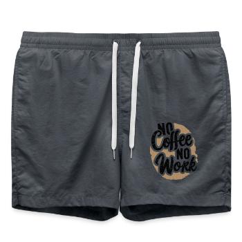 No Coffee No Work Funny Coffee Saying Quote - Swim Trunks - anthracite - Front - AI Model Male 185 light (185cm)