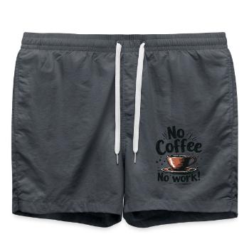 No Coffee No Work Funny Coffee Saying Quote - Swim Trunks - anthracite - Front - AI Model Male 185 light (185cm)