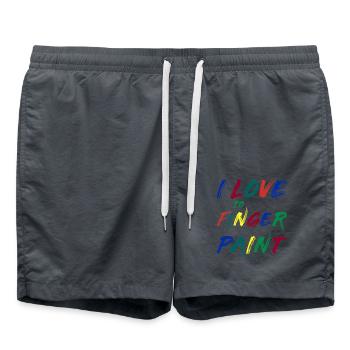 I'M PAINT - I Love to Finger Paint – Fingerfarben - Badeshorts - Anthrazit - Vorne - AI Model Male 185 light (185cm)