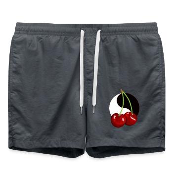 Rockabilly Retro Vintage Cherry Cherries Fruit - Swim Trunks - anthracite - Front - AI Model Male 185 light (185cm)
