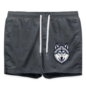 Blau äugiger Wolf Kopf - Badeshorts - Anthrazit - Vorne - AI Model Male 185 light (185cm)