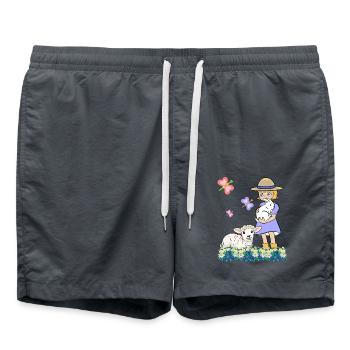 Children Child Girl Sheep Sheep Lamb Easter - Swim Trunks - anthracite - Front - AI Model Male 185 light (185cm)