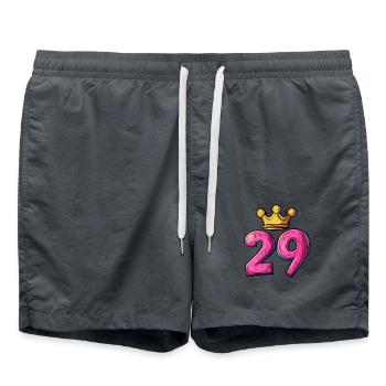 29 Zahl Krone - Badeshorts - Anthrazit - Vorne - AI Model Male 185 light (185cm)