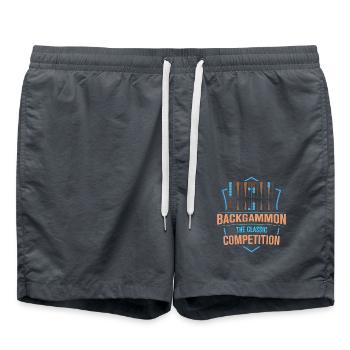 Backgammon Spiel - Badeshorts - Anthrazit - Vorne - AI Model Male 185 light (185cm)