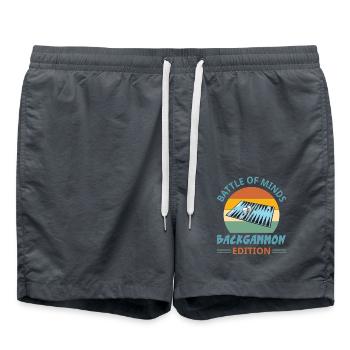 Backgammon Spiel - Badeshorts - Anthrazit - Vorne - AI Model Male 185 light (185cm)