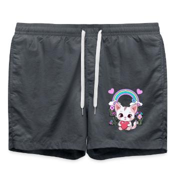 Rainbow Kitten Cat Cats Kids Child Baby - Swim Trunks - anthracite - Front - AI Model Male 185 light (185cm)