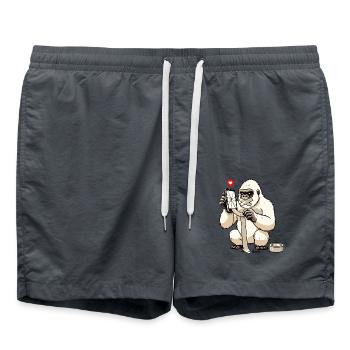 Weißer Gorilla repariert kaputtes Handy - Badeshorts - Anthrazit - Vorne - AI Model Male 185 light (185cm)