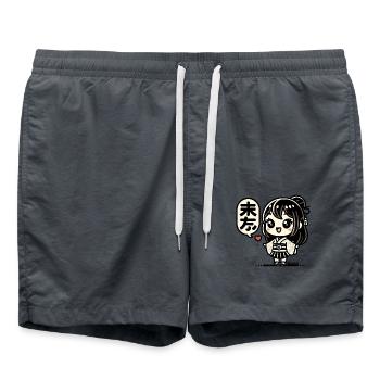 Cute Japanese chibi girl in kimono - Swim Trunks - anthracite - Front - AI Model Male 185 light (185cm)