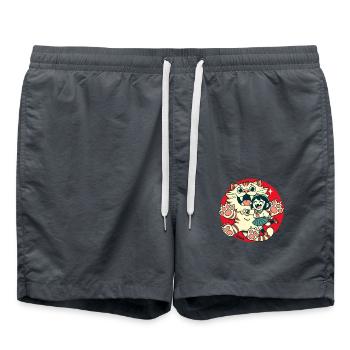 Giant Cat and Little Cat Girl - Swim Trunks - anthracite - Front - AI Model Male 185 light (185cm)