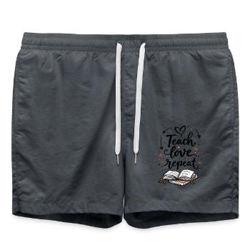 Teach Love Repeat – Lehrer Erzieher Bildung Schule - Badeshorts - Anthrazit - Vorne - AI Model Male 185 light (185cm)