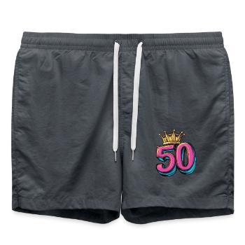 50 Number Crown - Swim Trunks - anthracite - Front - AI Model Male 185 light (185cm)