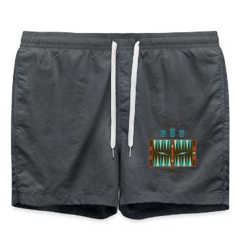 Backgammon Spiel - Badeshorts - Anthrazit - Vorne - AI Model Male 185 light (185cm)
