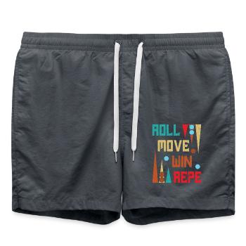 Backgammon Spiel - Badeshorts - Anthrazit - Vorne - AI Model Male 185 light (185cm)