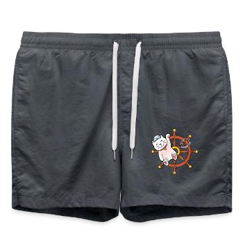 maritime, chat, chats, voile, Moin, enfants, enfant - Short de bain - charbon - Devant - AI Model Male 185 light (185cm)