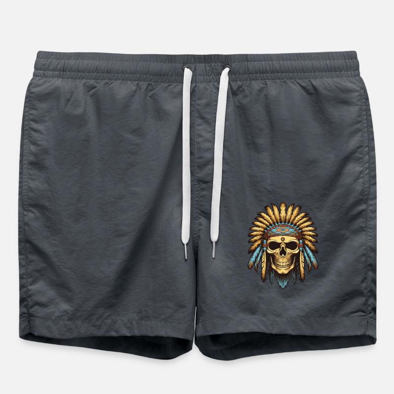 Apache Indian Chief Skull - Swim Trunks - anthracite