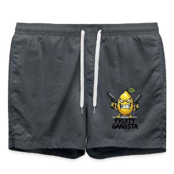 Gangsta fruité – Gangster au citron drôle - Short de bain - charbon - Devant - AI Model Male 185 light (185cm)