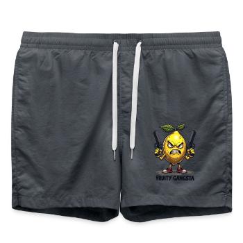 Gangsta fruité – Gangster au citron drôle - Short de bain - charbon - Devant - AI Model Male 185 light (185cm)