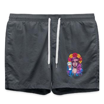 Dia de los Muertos Kaffee mit Schöner Frau aus - Badeshorts - Anthrazit - Vorne - AI Model Male 185 light (185cm)