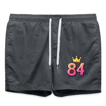 84 Zahl Krone - Badeshorts - Anthrazit - Vorne - AI Model Male 185 light (185cm)