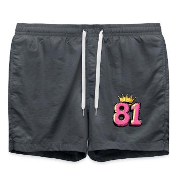 81 Zahl Krone - Badeshorts - Anthrazit - Vorne - AI Model Male 185 light (185cm)