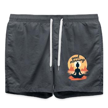 Good Morning Yoga Méditation Design Rituels du matin - Short de bain - charbon - Devant - AI Model Male 185 light (185cm)