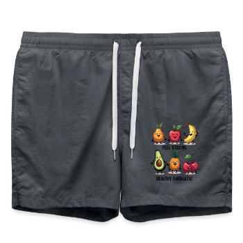 Lustige Früchte – Feel Strong, Healthy Energetic - Badeshorts - Anthrazit - Vorne - AI Model Male 185 light (185cm)