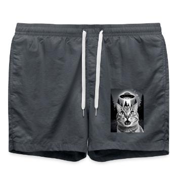 Selfie von einer Katze mit Ufo - Badeshorts - Anthrazit - Vorne - AI Model Male 185 light (185cm)