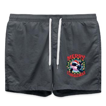 Fröhliche Weihnachten, Orca als Weihnachtsmann - Badeshorts - Anthrazit - Vorne - AI Model Male 185 light (185cm)