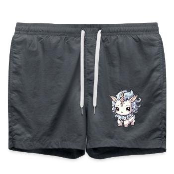 Licorne Hiver Animal Bébé Bande Dessinée - Short de bain - charbon - Devant - AI Model Male 185 light (185cm)