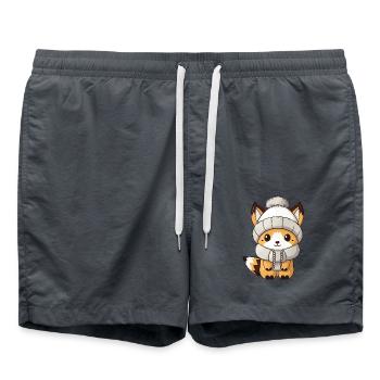 Renard Hiver Animal Bébé Bande Dessinée - Short de bain - charbon - Devant - AI Model Male 185 light (185cm)