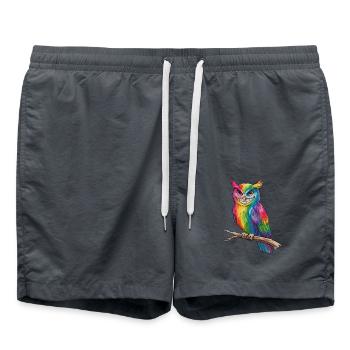 Hibou LGBTQ coloré avec fierté - Short de bain - charbon - Devant - AI Model Male 185 light (185cm)