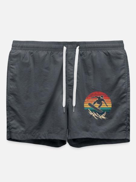 Retro Snowboarding Mountain Sunset Snowboard - Swim Trunks - anthracite