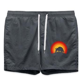 Retro Armadillo and Ants Sunset Wildlife Nature - Badeshorts - Anthrazit - Vorne - AI Model Male 185 light (185cm)