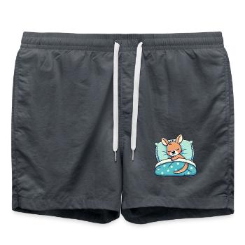 Kangaroo Sleeping In Bed At Night Time - Badeshorts - Anthrazit - Vorne - AI Model Male 185 light (185cm)