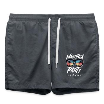 Mallorca Party Team Palm Trees - Swim Trunks - anthracite - Front - AI Model Male 185 light (185cm)