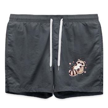 Cute Sleeping Baby Raccoon - Badeshorts - Anthrazit - Vorne - AI Model Male 185 light (185cm)