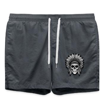 Apache Indian Chief Skull - Swim Trunks - anthracite - Front - AI Model Male 185 light (185cm)