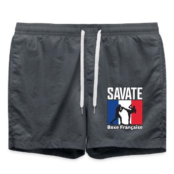 Instructeur Savate Arts Martiaux Français Kickboxing - Short de bain - charbon - Devant - AI Model Male 185 light (185cm)