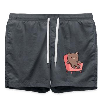 Bär im Sessel: Niedliches Design für Tierfans - Badeshorts - Anthrazit - Vorne - AI Model Male 185 light (185cm)