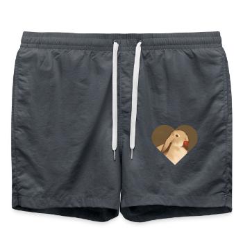 Bunny with strawberry: Cute design for fans - Swim Trunks - anthracite - Front - AI Model Male 185 light (185cm)