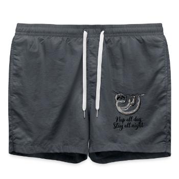 Nap All Day, Slay All Night Faultier Design - Badeshorts - Anthrazit - Vorne - AI Model Male 185 light (185cm)