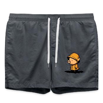 Cute pig in raincoat - Swim Trunks - anthracite - Front - AI Model Male 185 light (185cm)